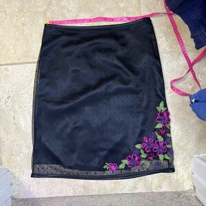 Betsey Johnson Black Skirt with Purple Floral Accents